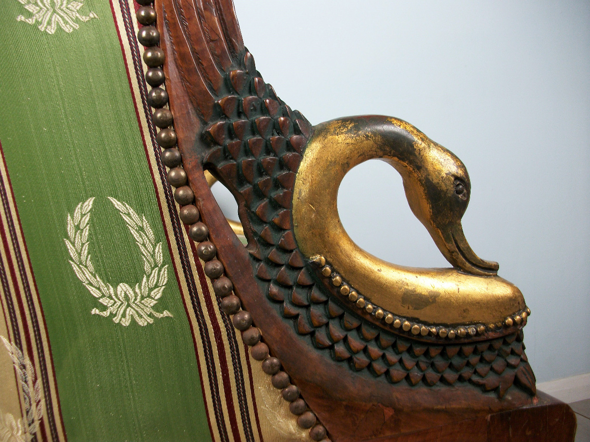 Empire Style Gilt Walnut Tub Shaped Desk Chair